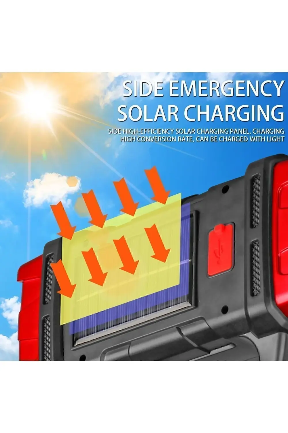 Solar Panelli El Feneri Şarjlı Işıldak Aydınlatma Ledli Usb Çıkış
