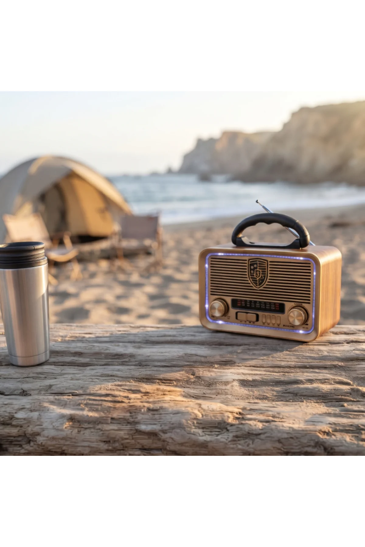 Solar Panelli LED Fenerli FM Radyo - Nostaljik Tasarım - Şarjlı - Bluetooth Özellikli Solar Panelli LED Fenerli FM Radyo - Nostaljik Tasarım - Şarjlı - Bluetooth Özellikli - Görsel 3