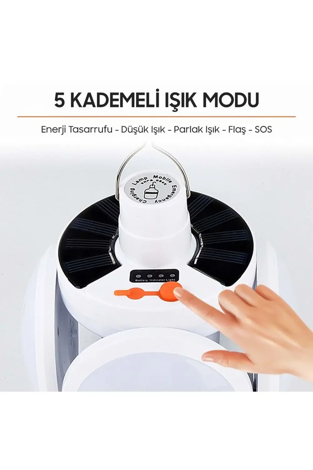 Solar Panelli Şarjlı 5'li Katlanabilir Acil Durum Kamp Lambası Po