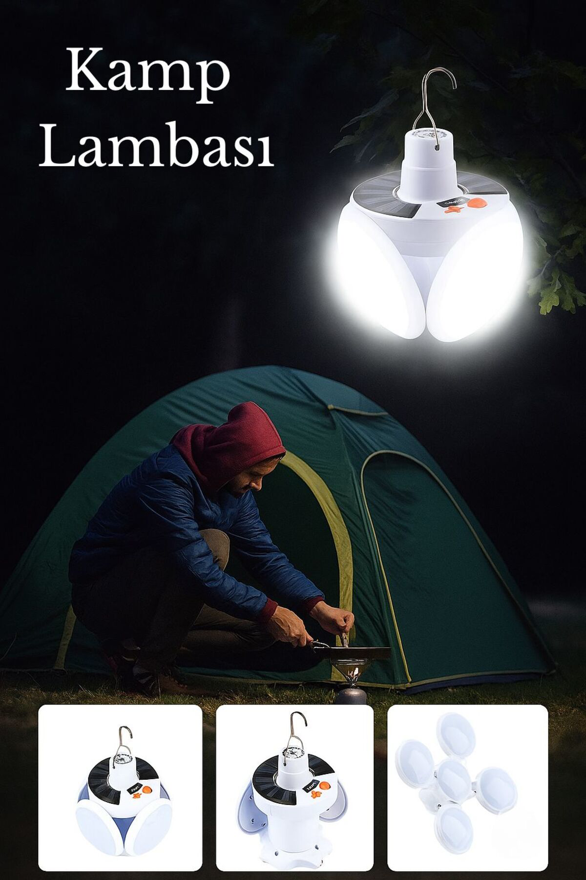 SOLAR PANELLİ ŞARJLI ÇİFT BATARYALI 5Lİ KATLANABİLİR ACİL DURUM K