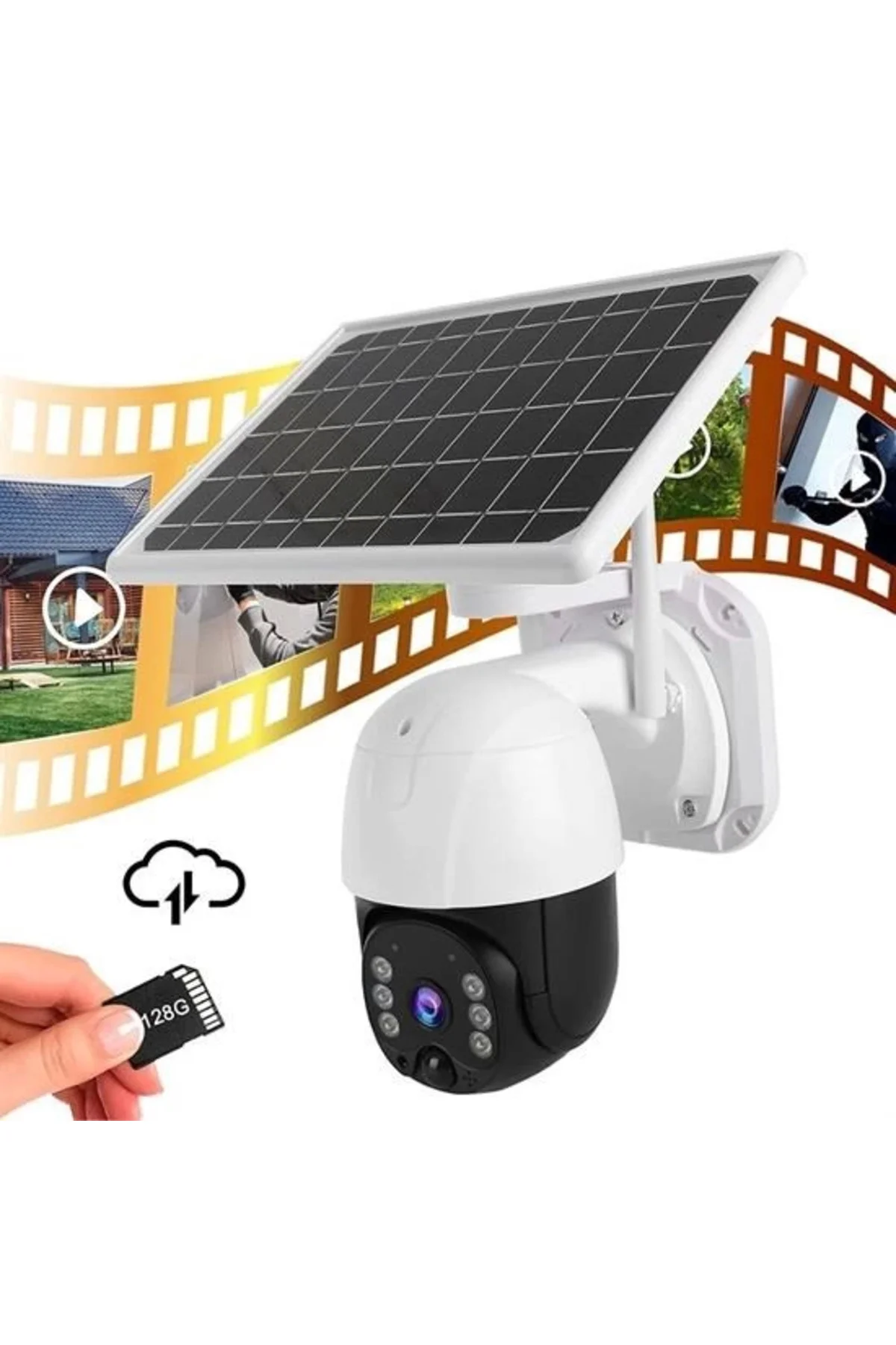 Solar Panelli Su Geçirmez Gece Görüş Destekli Kablosuz Bağlantılı Solar Panelli Su Geçirmez Gece Görüş Destekli Kablosuz Bağlantılı