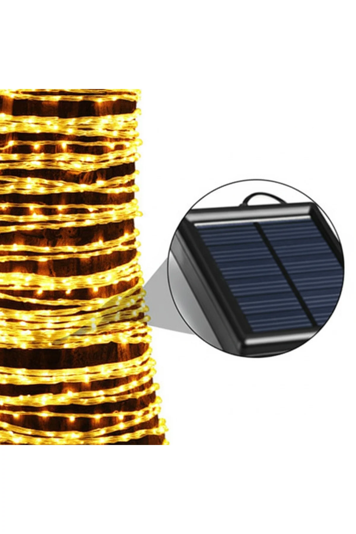 Solar Peri LED Işık 20 Metre 200 LED Gün Işığı 8 Fonksiyonlu Su G