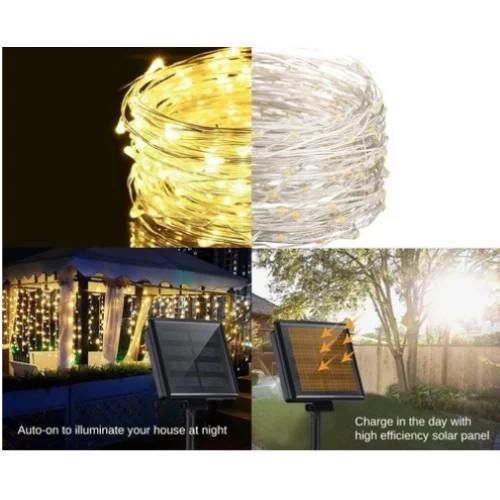 Solar Peri LED Işık 20 Metre 200 LED Gün Işığı 8 Fonksiyonlu Su G Solar Peri LED Işık 20 Metre 200 LED Gün Işığı 8 Fonksiyonlu Su G