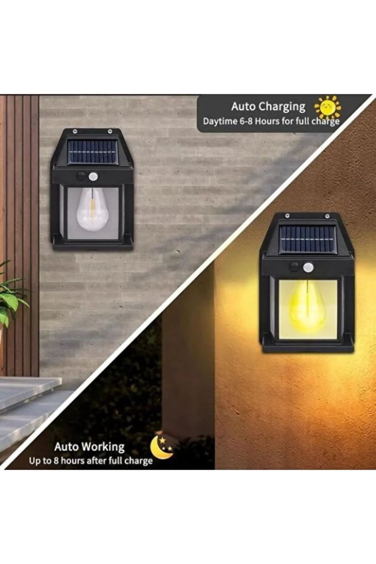 Solar Rustik Ampullü Duvar Lambası - Gün Işığı