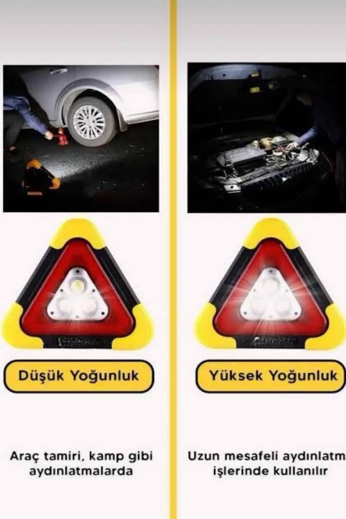 Solar Şarjlı Çok Fonksiyonlu Reflektör Işıklı Ikaz Lambası Acil D