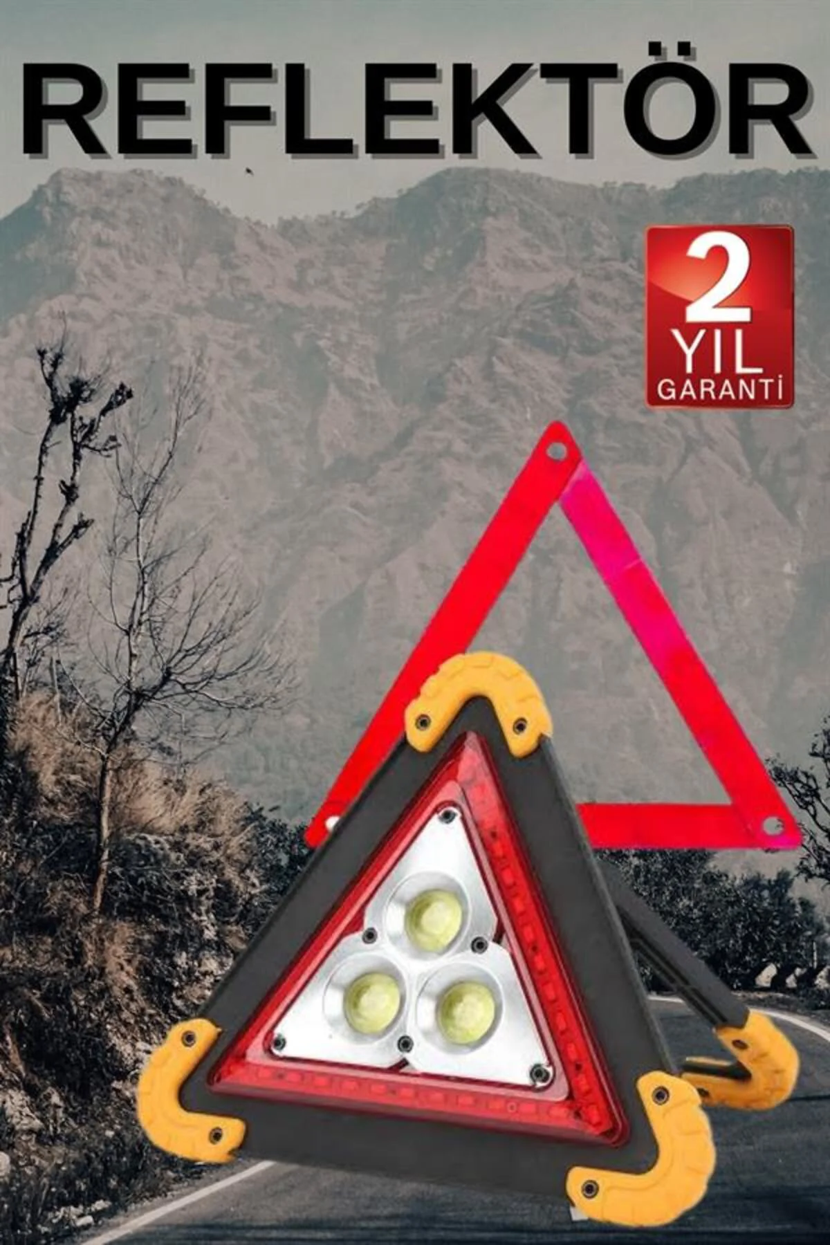 Solar Şarjlı Çok Fonksiyonlu Reflektör Işıklı Ikaz Lambası Acil D