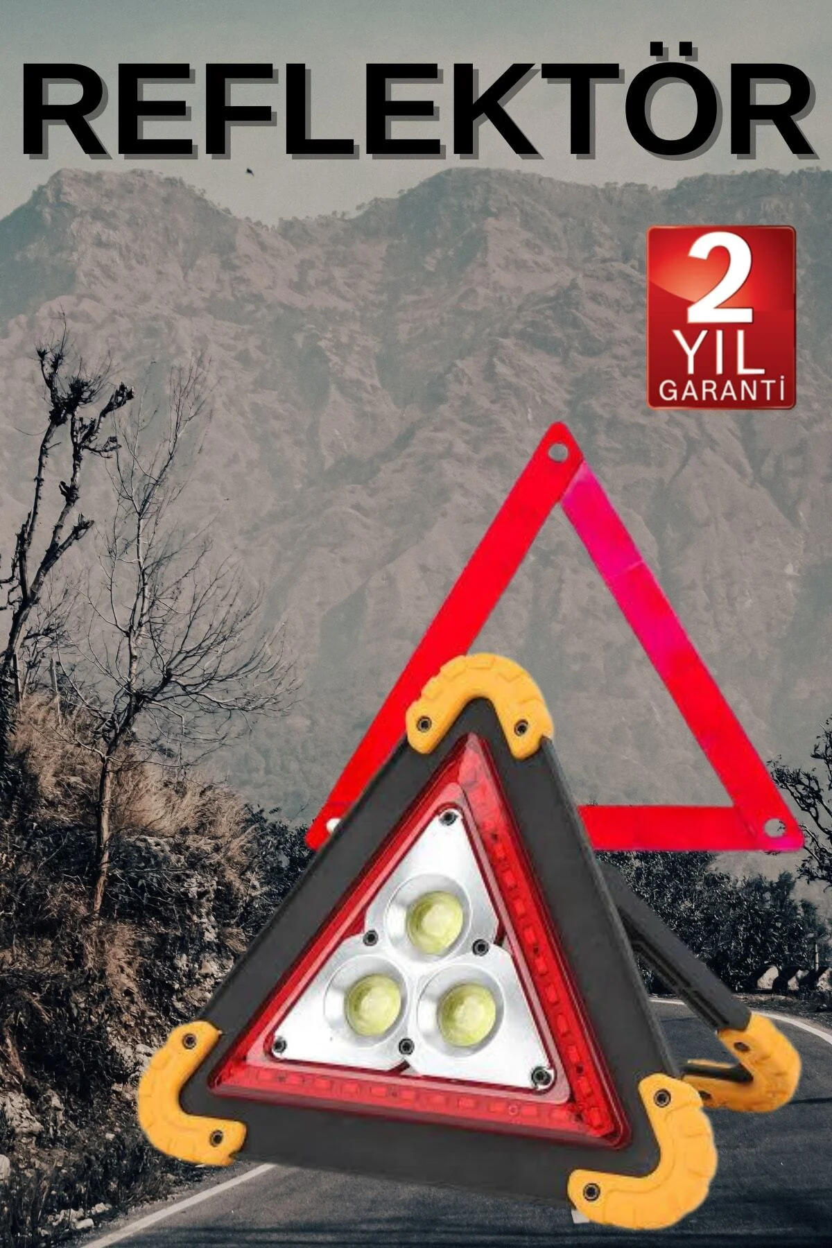 Solar Şarjlı Çok Fonksiyonlu Reflektör Işıklı Ikaz Lambası Acil D