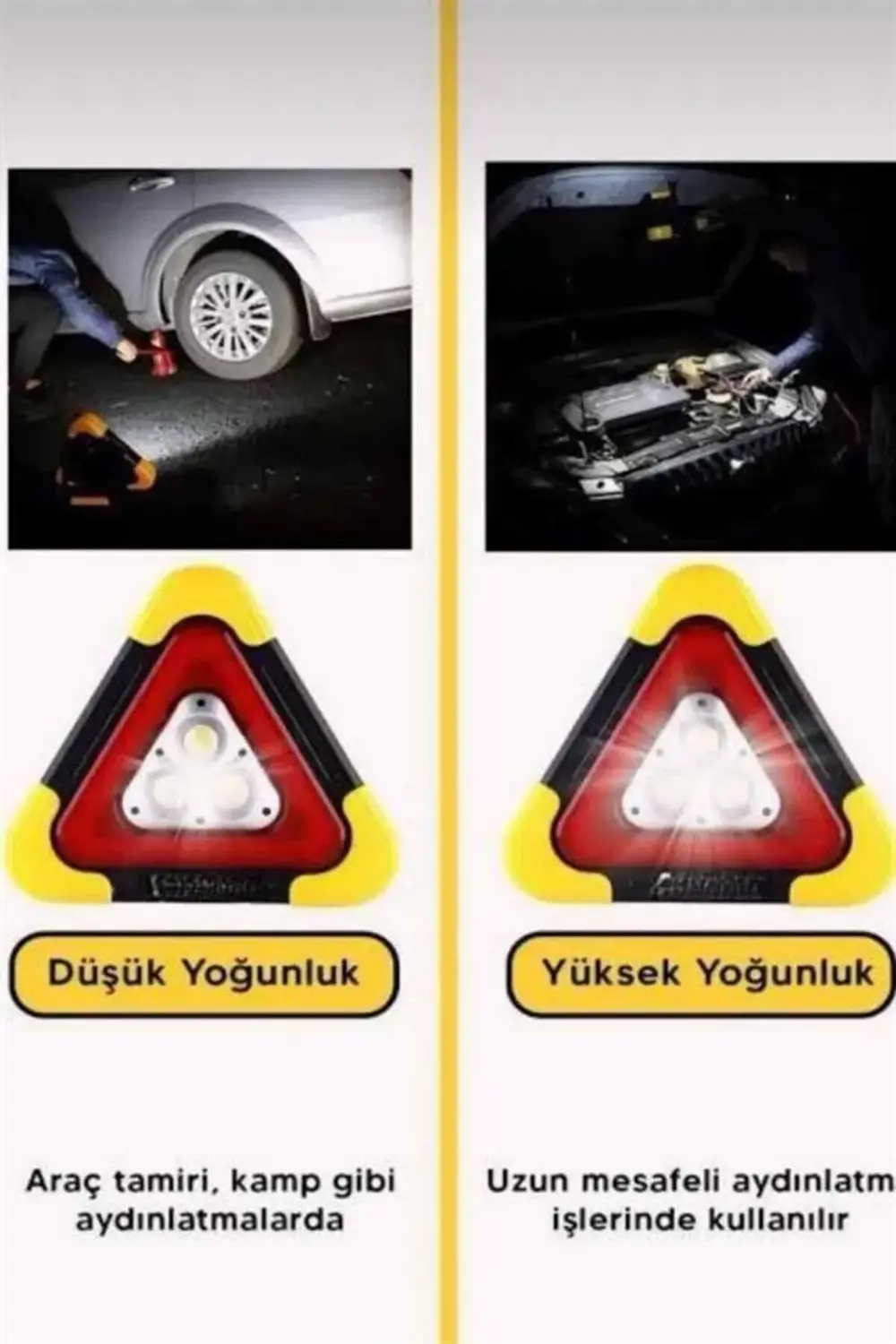 Solar Şarjlı Çok Fonksiyonlu Reflektör Işıklı Ikaz Lambası Acil D