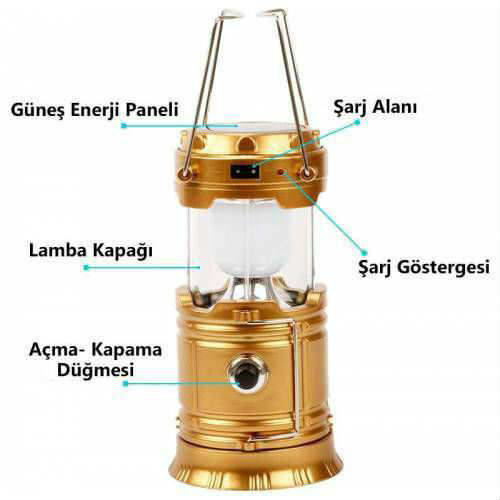 Solar Şarjlı Güneş Enerjili Fan Kamp Feneri Güneş Paneli Kamp Şar