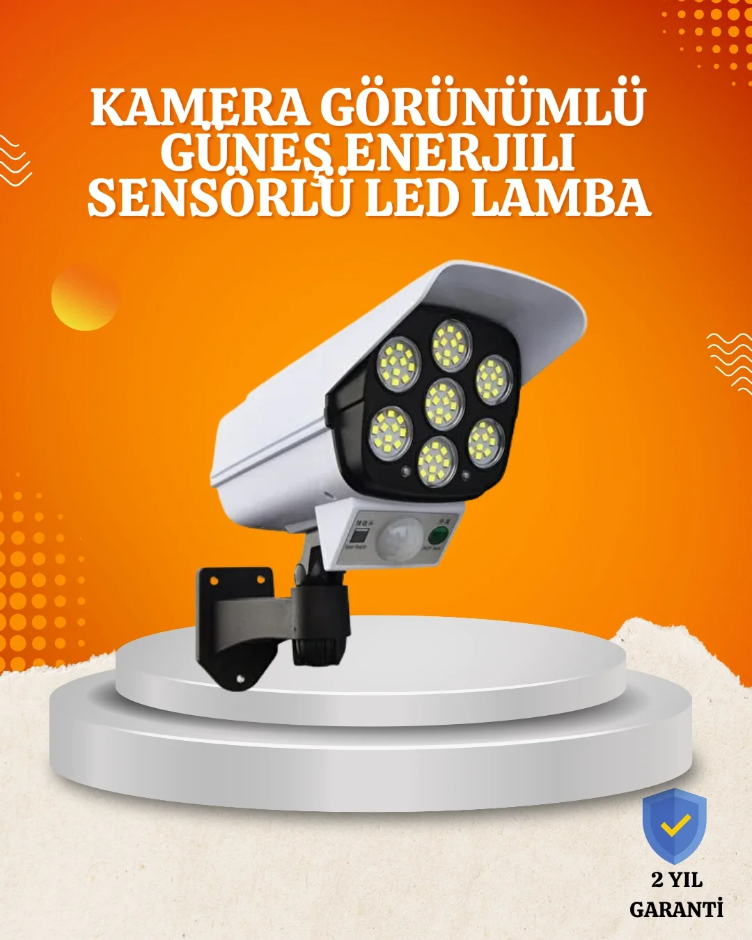 Solar Şarjlı Hareket Sensörlü LED Dış Mekan Lambası Kamera Tasarı