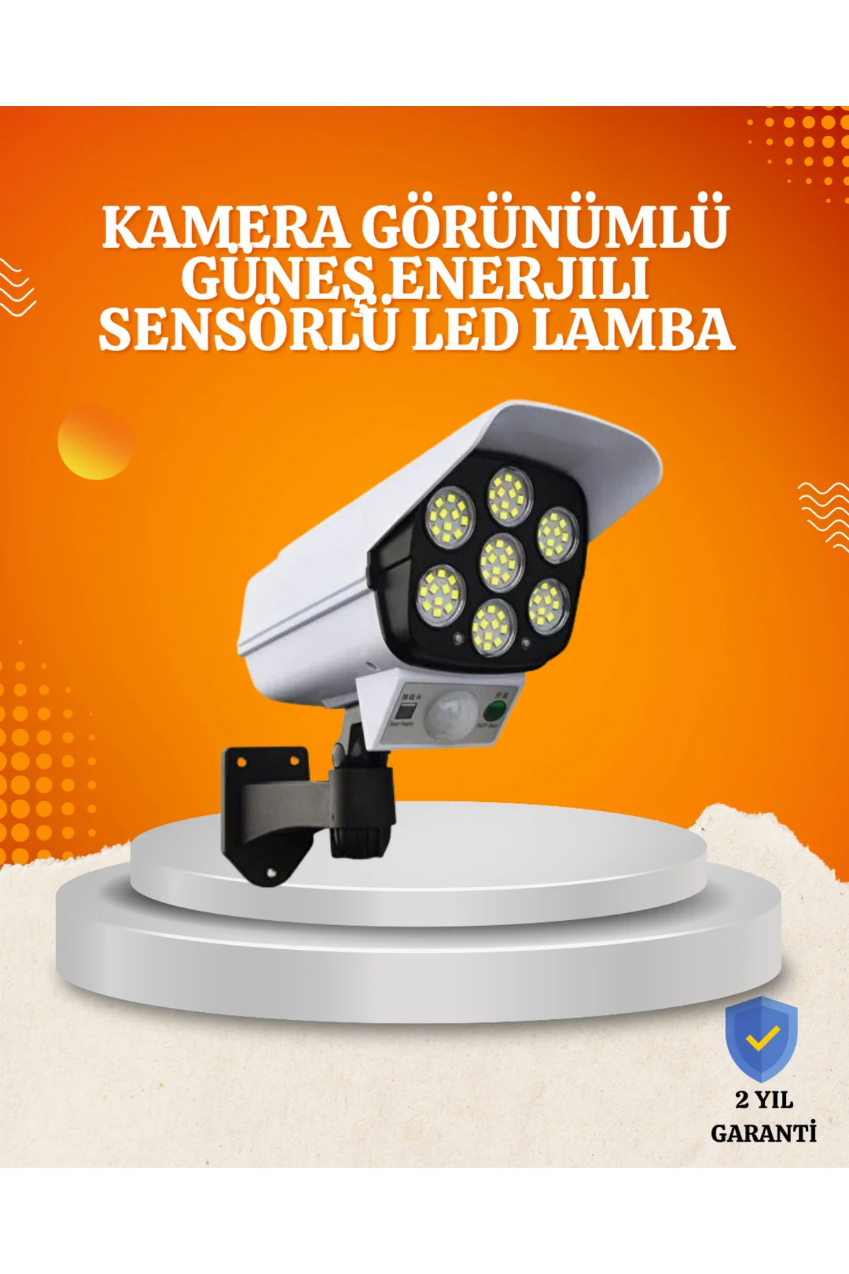 Solar Şarjlı Hareket Sensörlü LED Dış Mekan Lambası Kamera Tasarı
