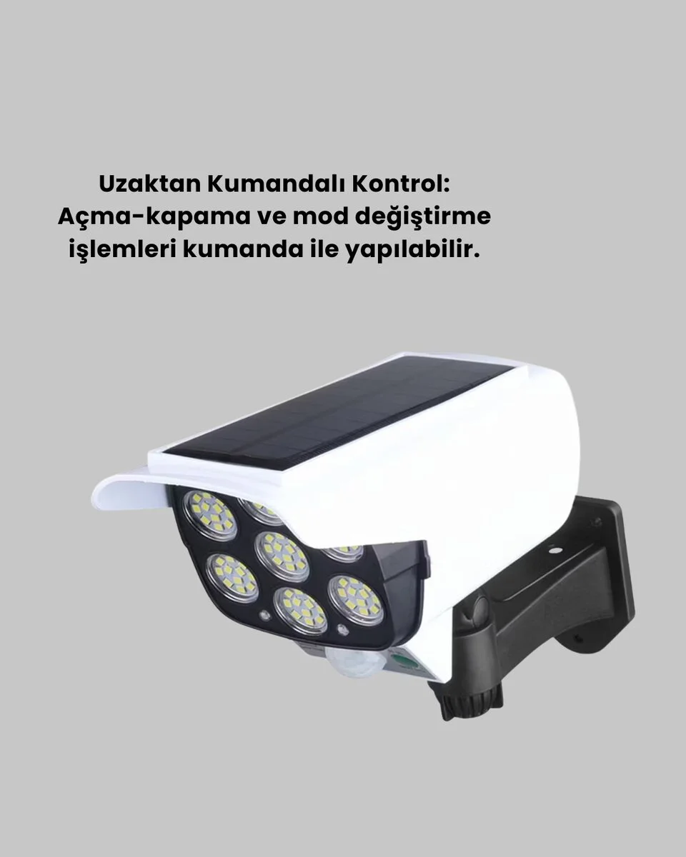Solar Şarjlı Hareket Sensörlü LED Dış Mekan Lambası Kamera Tasarımlı Güvenlik Işığı