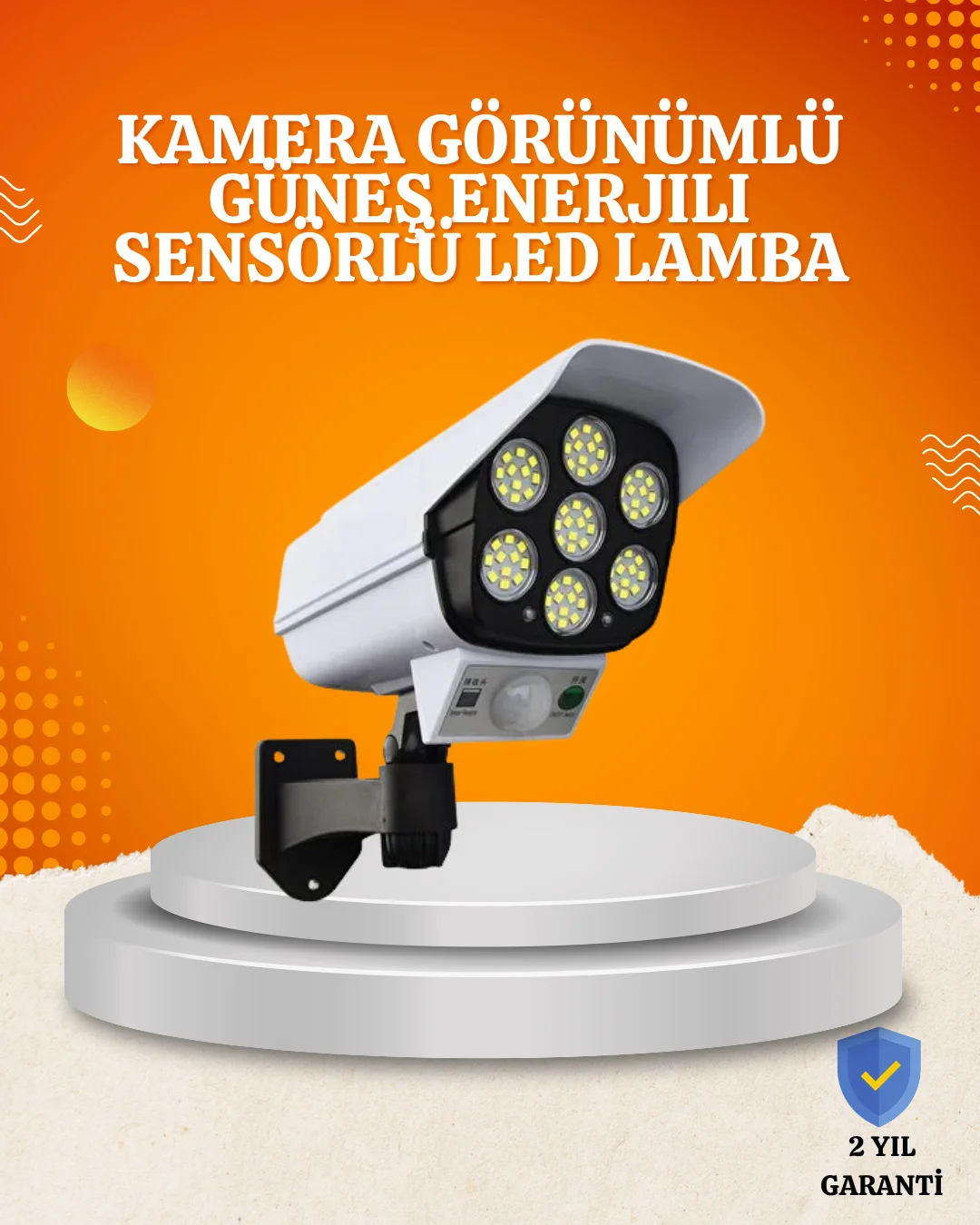 Solar Şarjlı Hareket Sensörlü LED Dış Mekan Lambası Kamera Tasarımlı Güvenlik Işığı Fiyatı, Yorumları ve Özellikleri