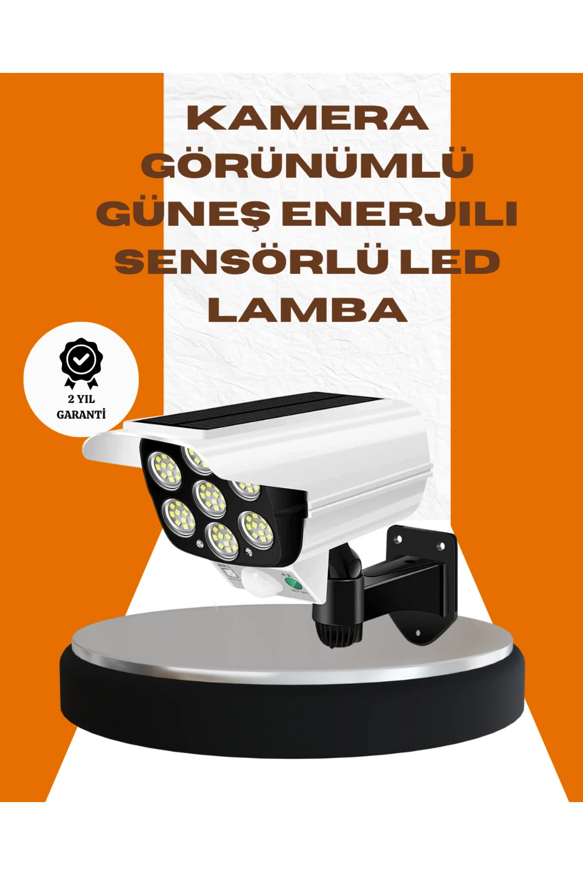 Solar Şarjlı Kamera Tasarımlı LED Duvar Lambası Hareket Sensörlü 