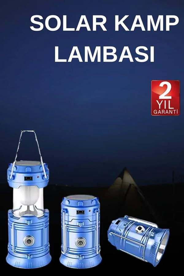 Solar Şarjlı Kamp Lambası - Güneş Enerjili Çadır Feneri