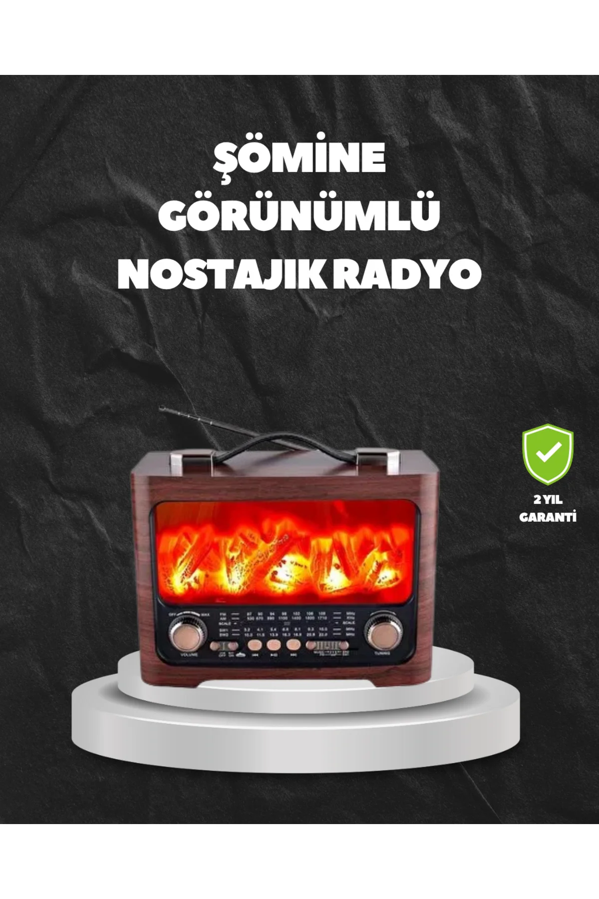 Solar Şarjlı Şömine Işıklı Bluetooth Hoparlör – Radyo, USB, TF Kart Destekli
