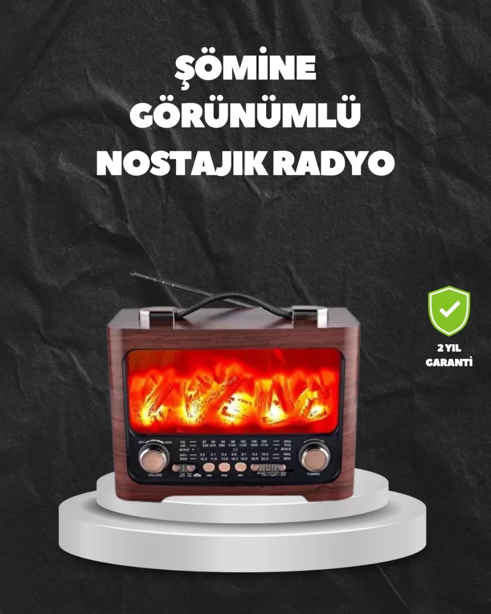 Solar Şarjlı Şömine Işıklı Bluetooth Hoparlör – Radyo, USB, TF Ka