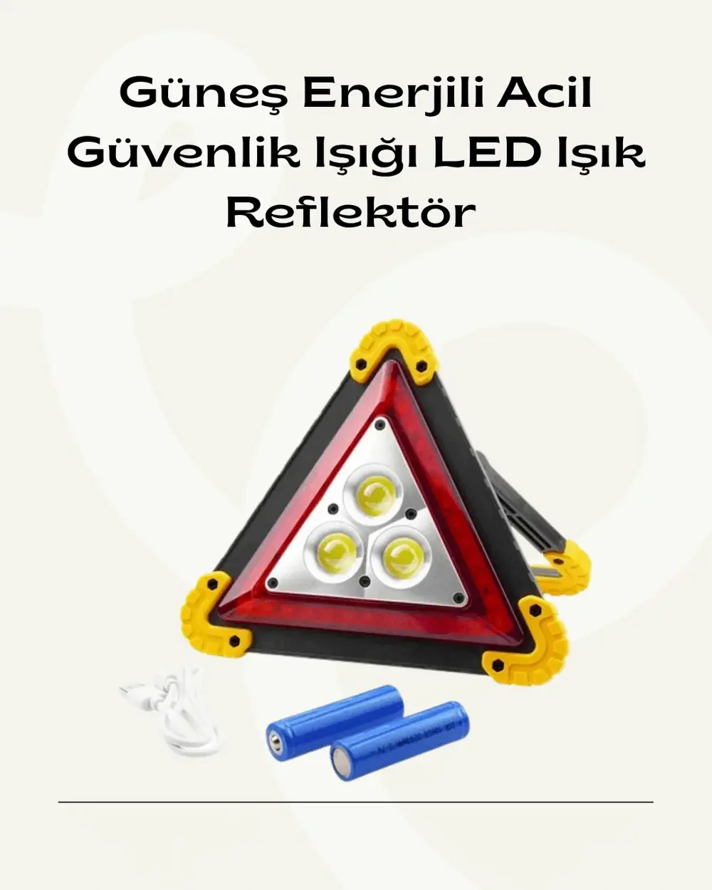 Solar Şarjlı Üçgen LED Park ve İkaz Lambası