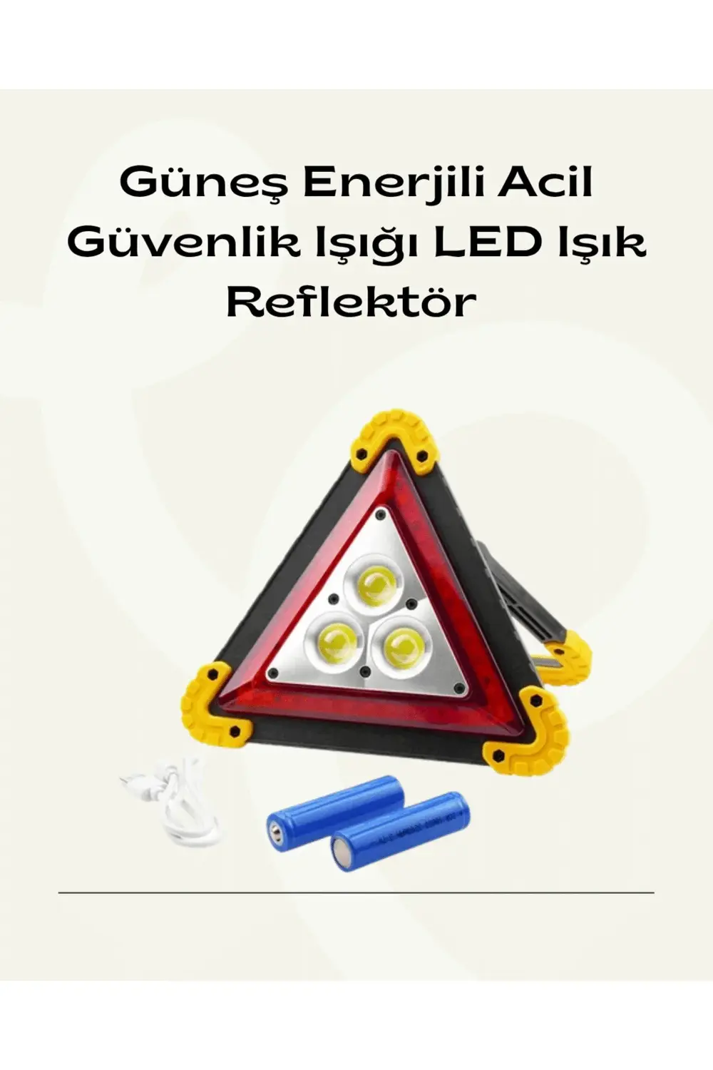 Solar Şarjlı Üçgen LED Park ve İkaz Lambası