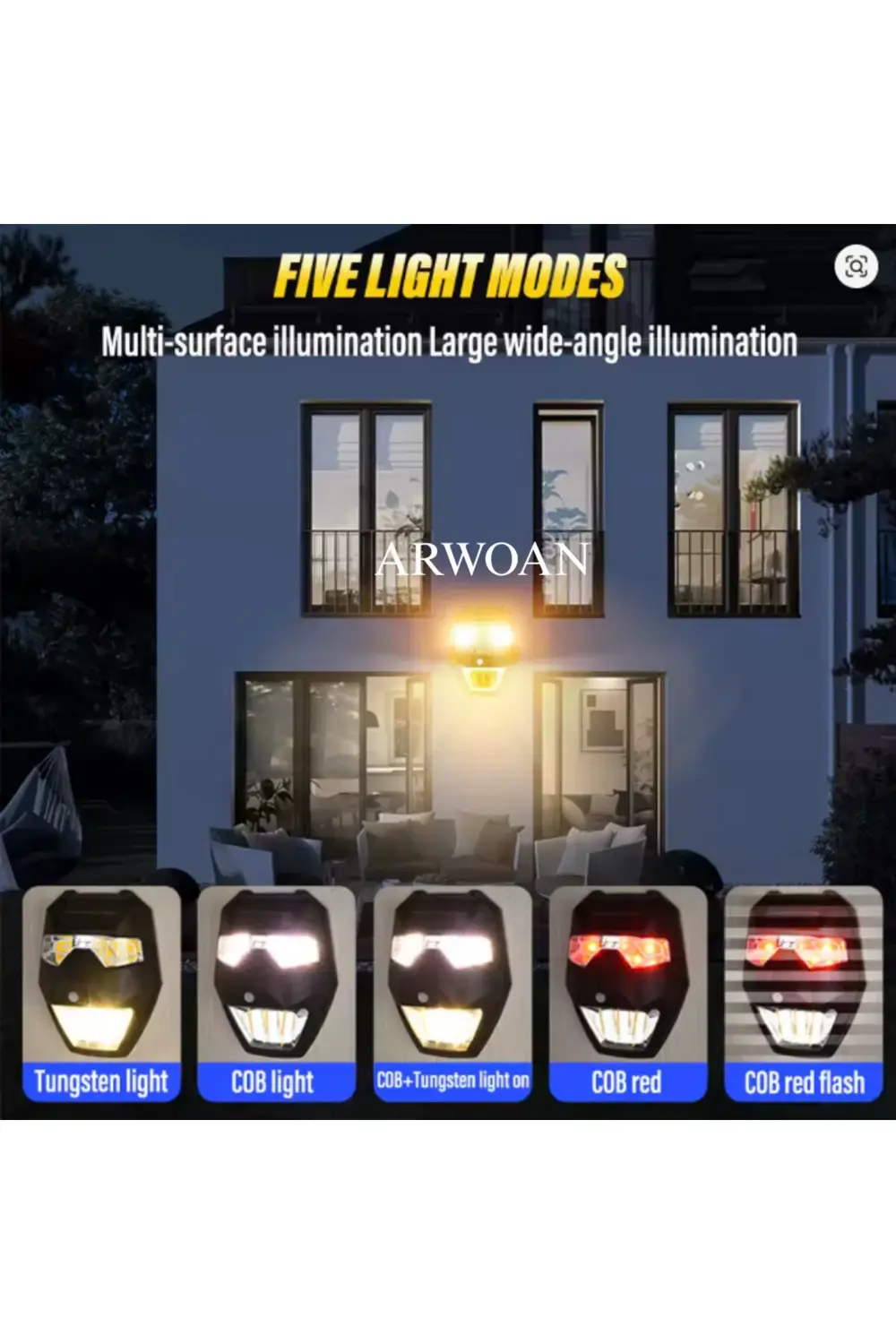 Solar Sensörlü Duvar Lambası Güneş Enerjili LED Dış Mekan Aydınla