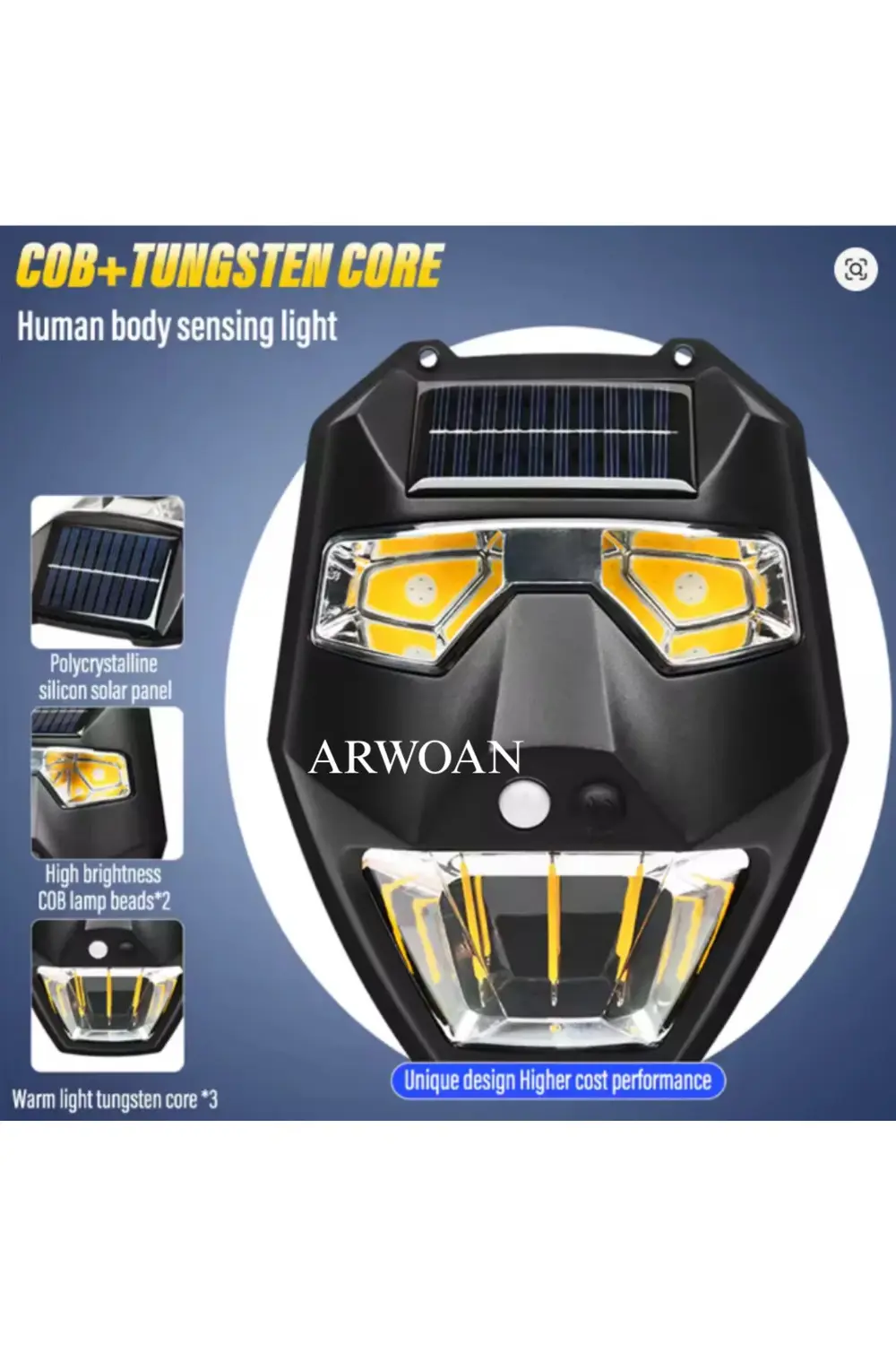 Solar Sensörlü Duvar Lambası Güneş Enerjili LED Dış Mekan Aydınla