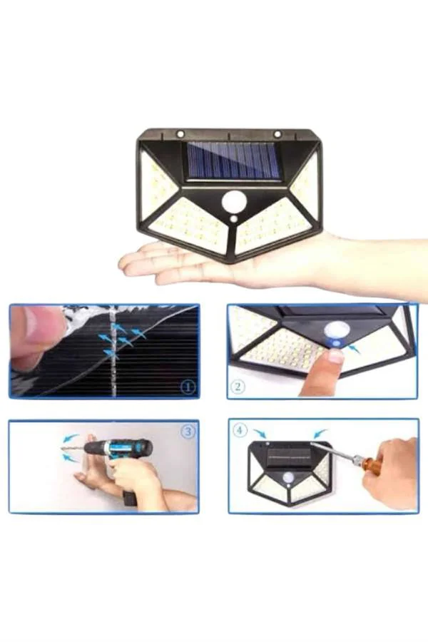 Solar Sensörlü Duvar Lambası Bahçe Lambası Parlak Beyaz Işık Suya Dayanıklı