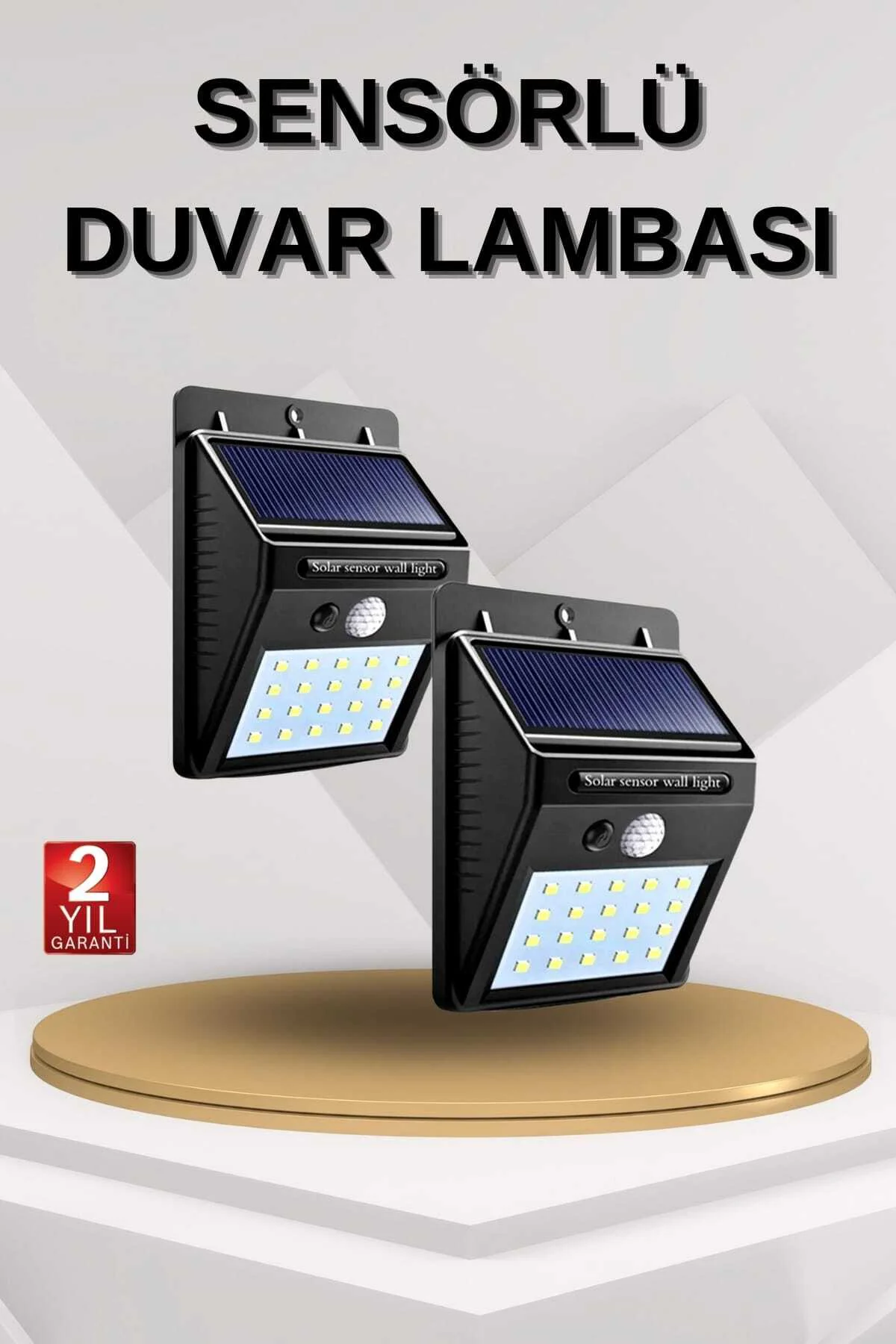Solar Sensörlü Duvar Lambası Bahçe Lamba 20 Led Işık