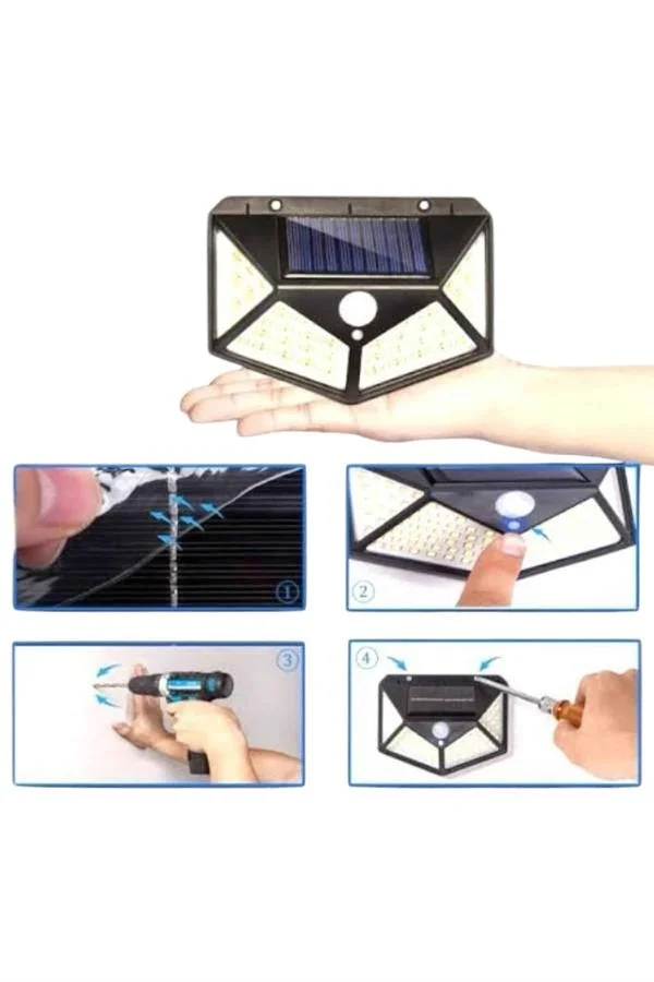 Solar Sensörlü Duvar Lambası Bahçe Lambası Parlak Beyaz Işık Suya Dayanıklı