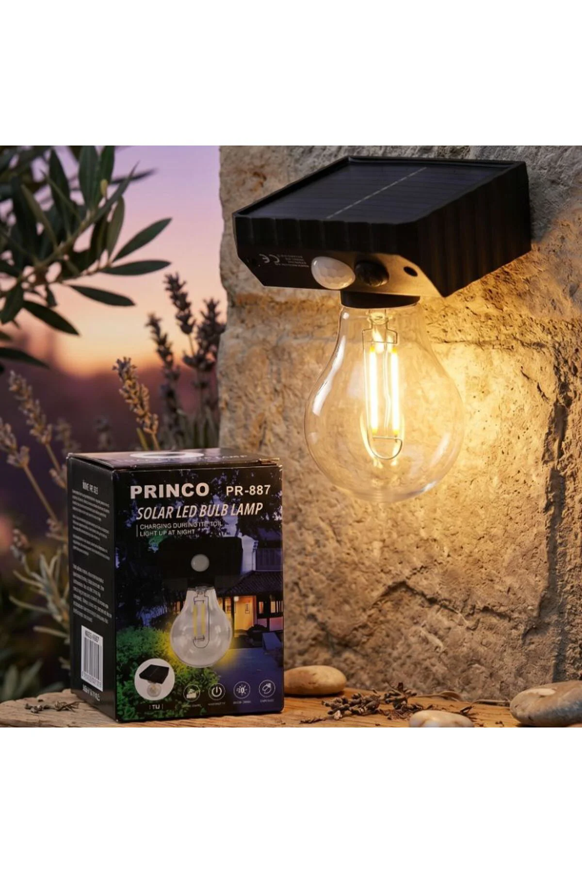 Solar Sensörlü LED Ampul Lamba - Güneş Enerjili - Dış Mekan Aydın