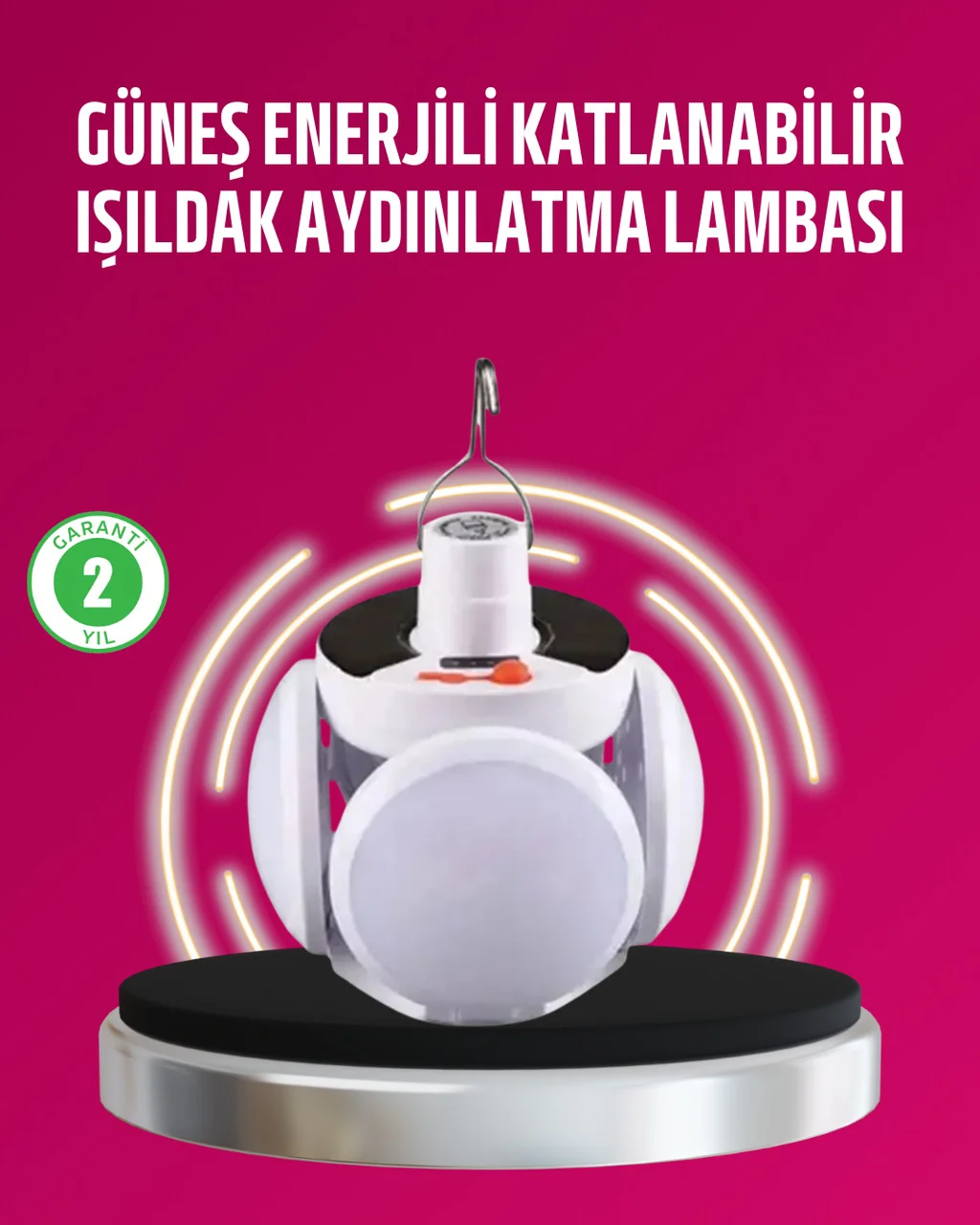Solar Ve Usb Şarjlı Su Geçirmez Katlanabilir Led Lamba Diğer
