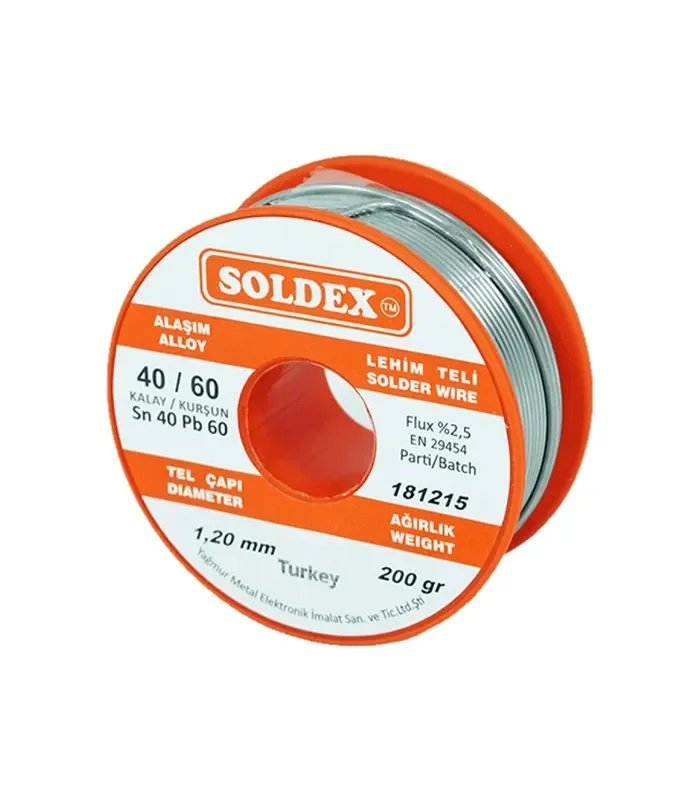 Soldex 40-60 Lehim Teli 200 Gr 1.2 mm - Sn:40 / Pb:60