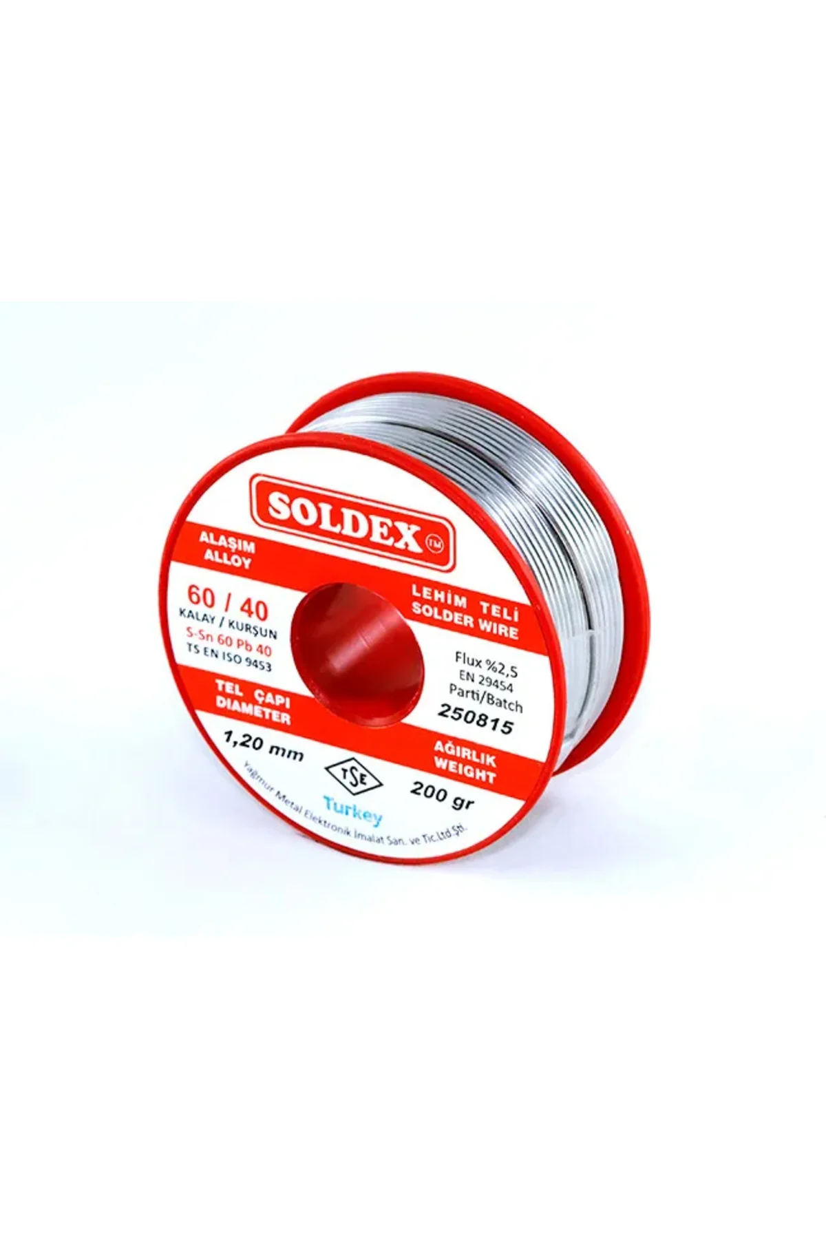 Soldex 60-40 Lehim Teli 200 Gr 1,2 mm - Sn:60 / Pb:40