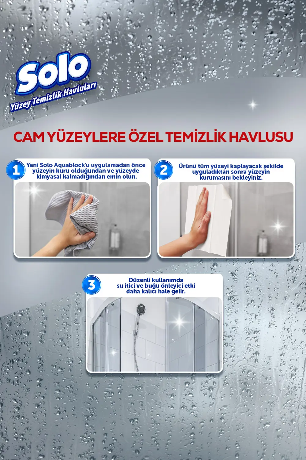 Solo Aquablock Yüzey Temizlik Havlusu 3'lü 90 Yaprak