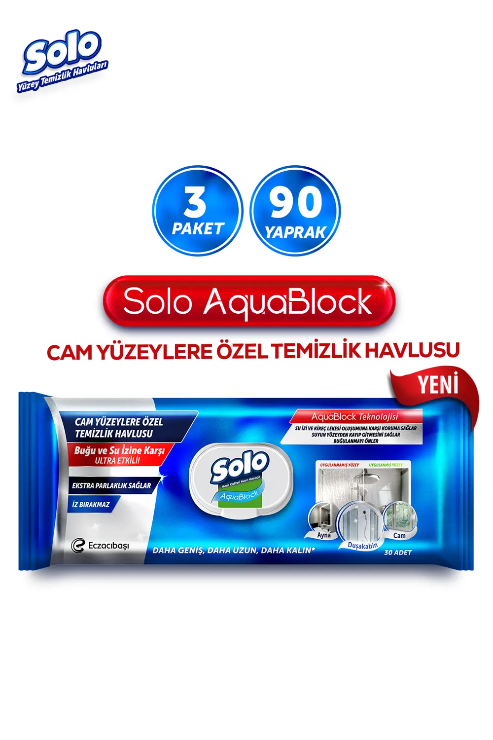 Solo Aquablock Yüzey Temizlik Havlusu 3'lü 90 Yaprak