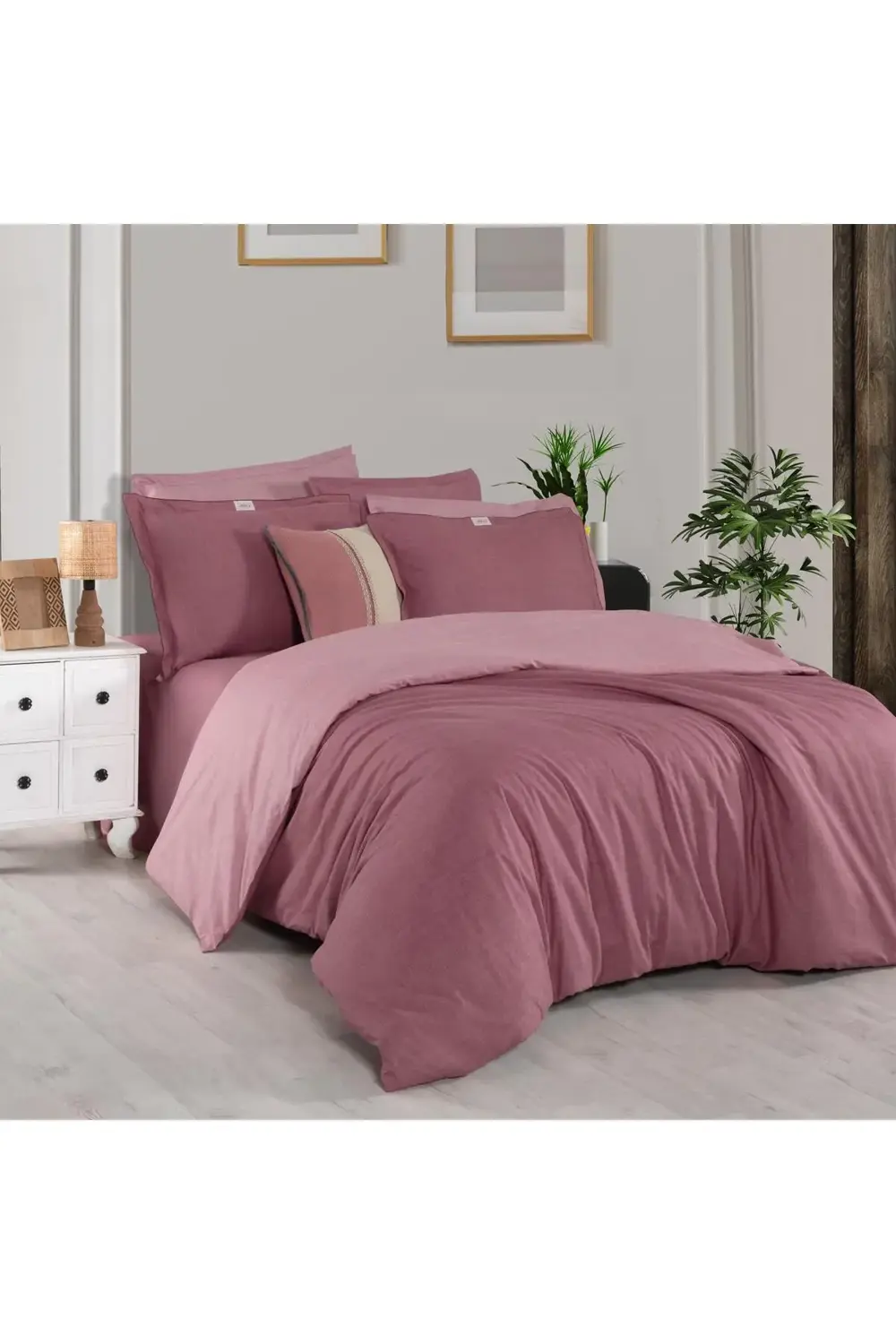 Solo Tone Tek Kişilik %100 Pamuk Nevresim Takımı Pembe