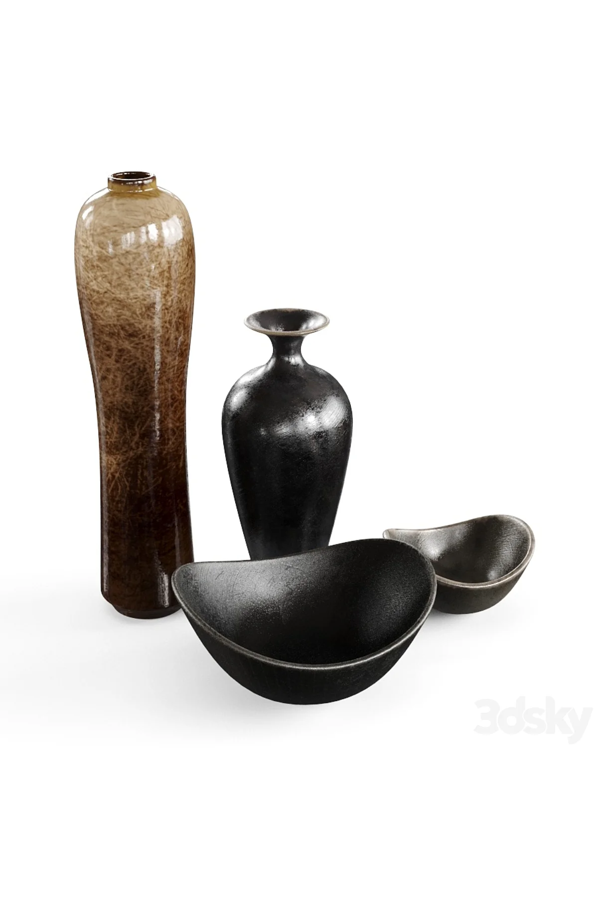 Somatic Modern Vazo ve Kayık Dekor Büyük Boy 25 CM Dekoratif Sert Plastik Vazo 4'lü Set