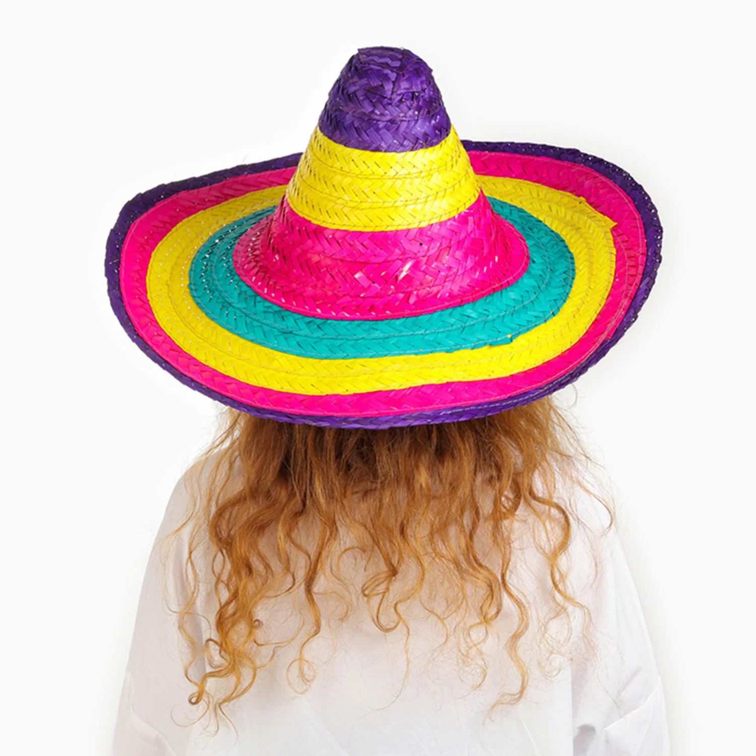 Sombrero Meksika Şapkası - Renkli Örme Hasır Çocuk Boy | Güneş Koruyucu Yaz Şapkası