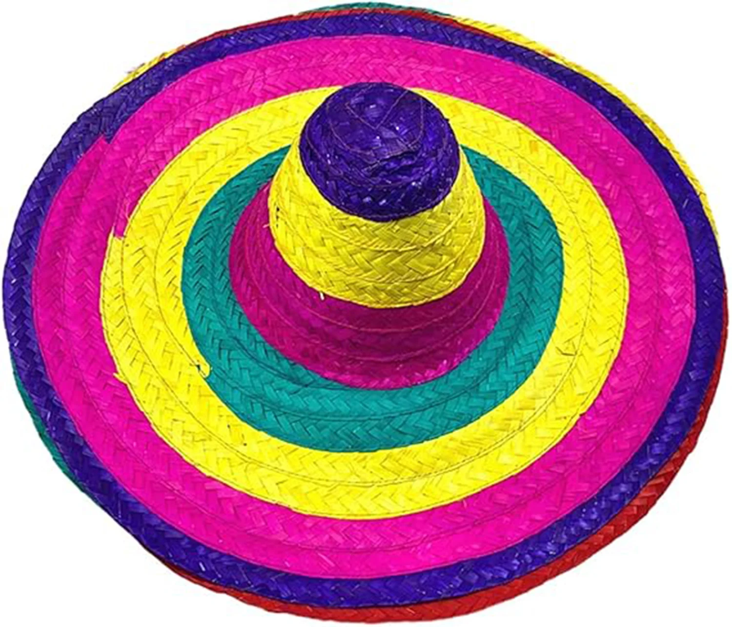 Sombrero Meksika Şapkası – Renkli Örme Hasır, Yetişkin Boy, Geniş Kenarlı Güneşlik Şapka