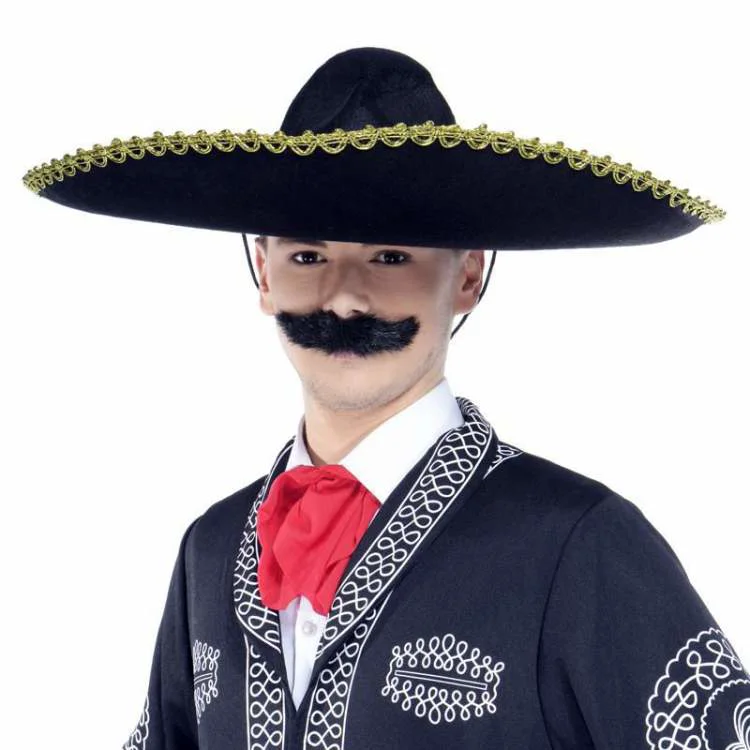 Sombrero Meksika Şapkası - Mariachi Altın Şeritli Yetişkin Boy