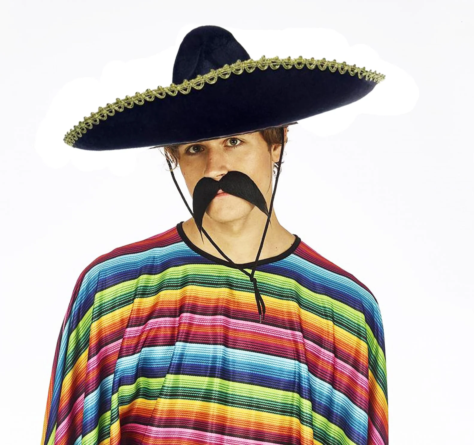 Sombrero Meksika Şapkası - Mariachi Altın Şeritli Yetişkin Boy