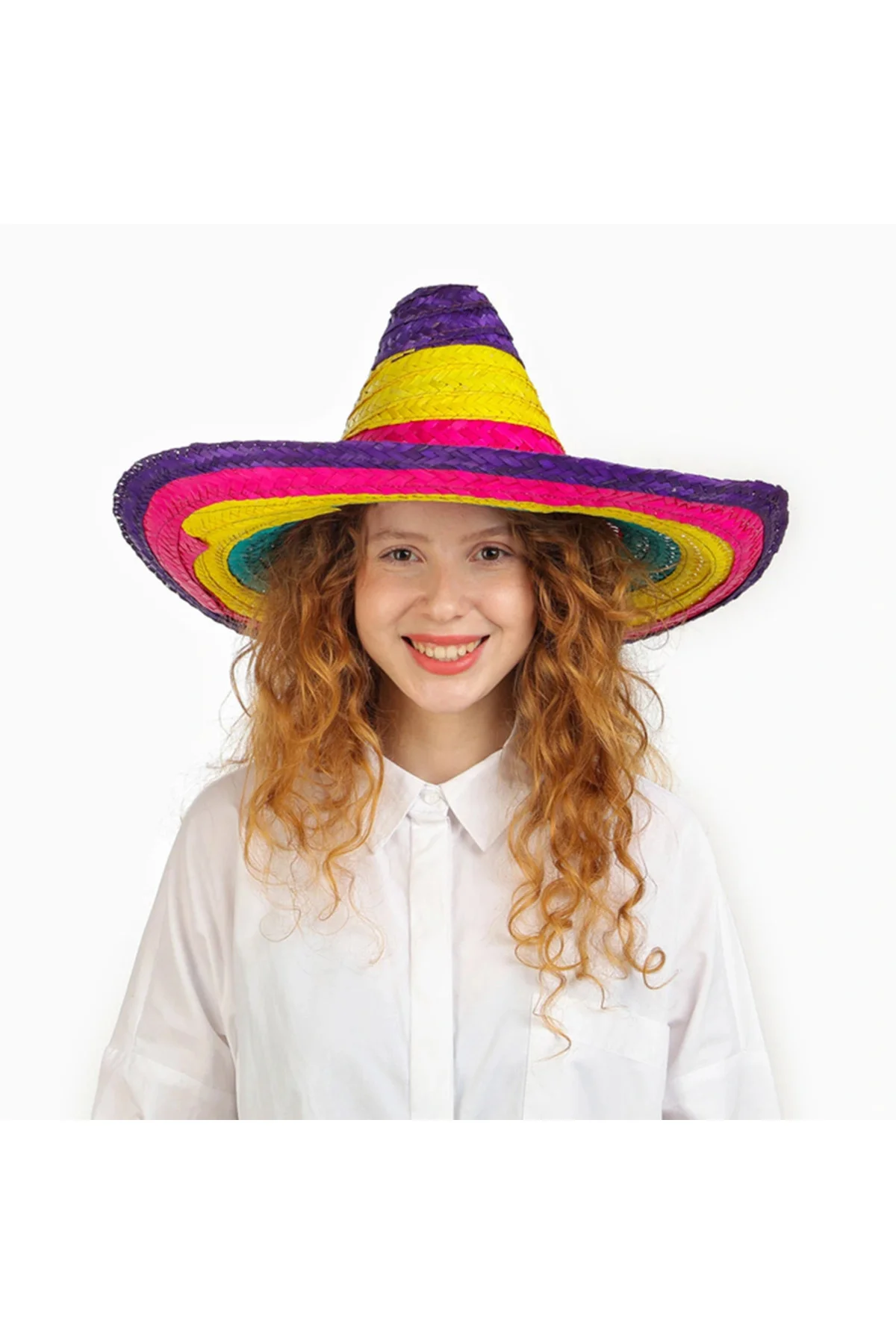 Sombrero Meksika Şapkası Renkli Örme Hasır Çocuk Boy Sombrero Meksika Şapkası Renkli Örme Hasır Çocuk Boy