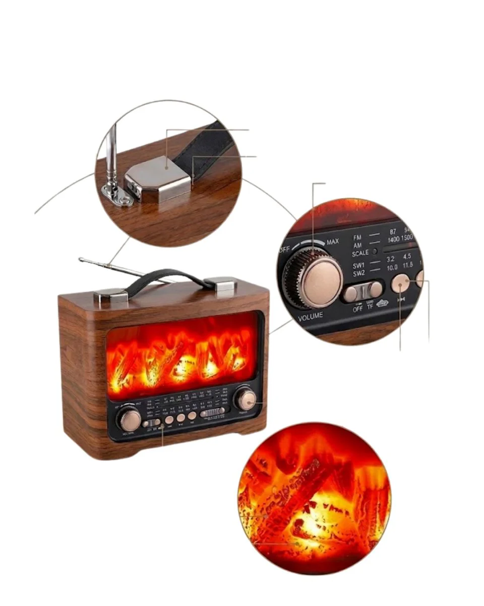 Şömine Efektli Bluetooth Hoparlör - FM Radyo ve USB Destekli Kablosuz Müzik Çalar