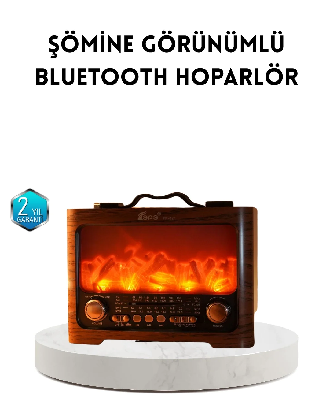 Şömine Efektli Solar Hoparlör Bluetooth 5.3 Radyo AUX USB TF Destekli Fiyatı, Yorumları ve Özellikleri