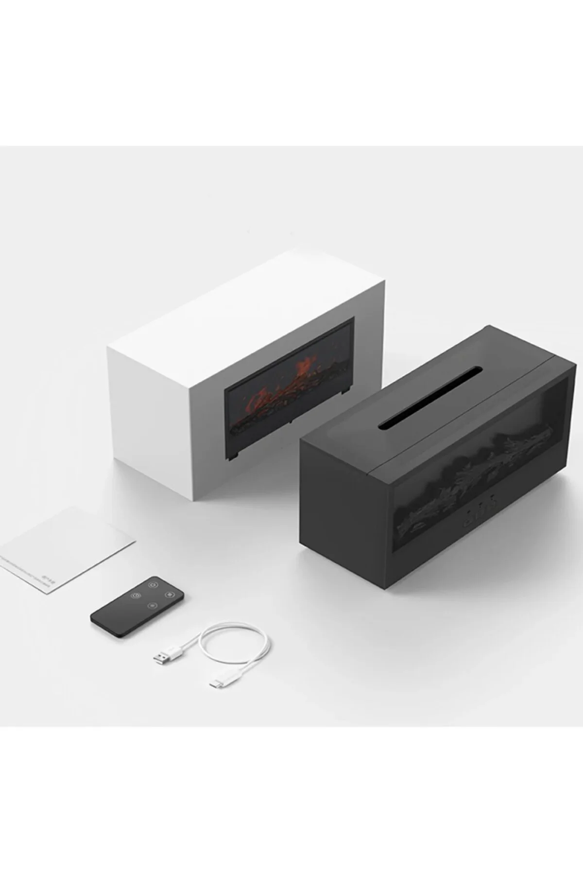 Şömine Görünümlü Alev Efektli Hava Nemlendirici - 7 Renk LED Işık