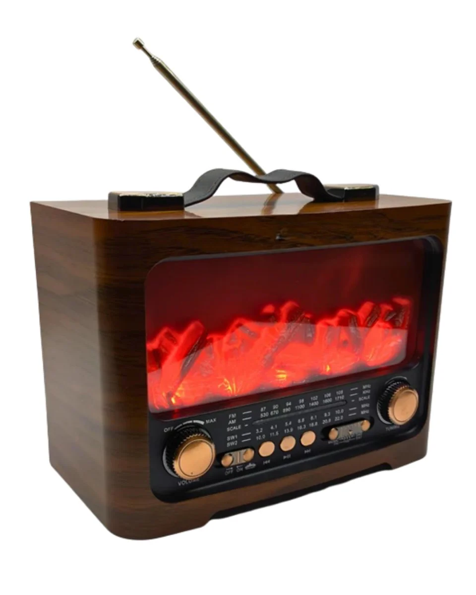 Şömine Görünümlü Bluetooth Hoparlör - LED Alev Efekti FM AM SW Radyo USB TF Kart Müzik Çalar