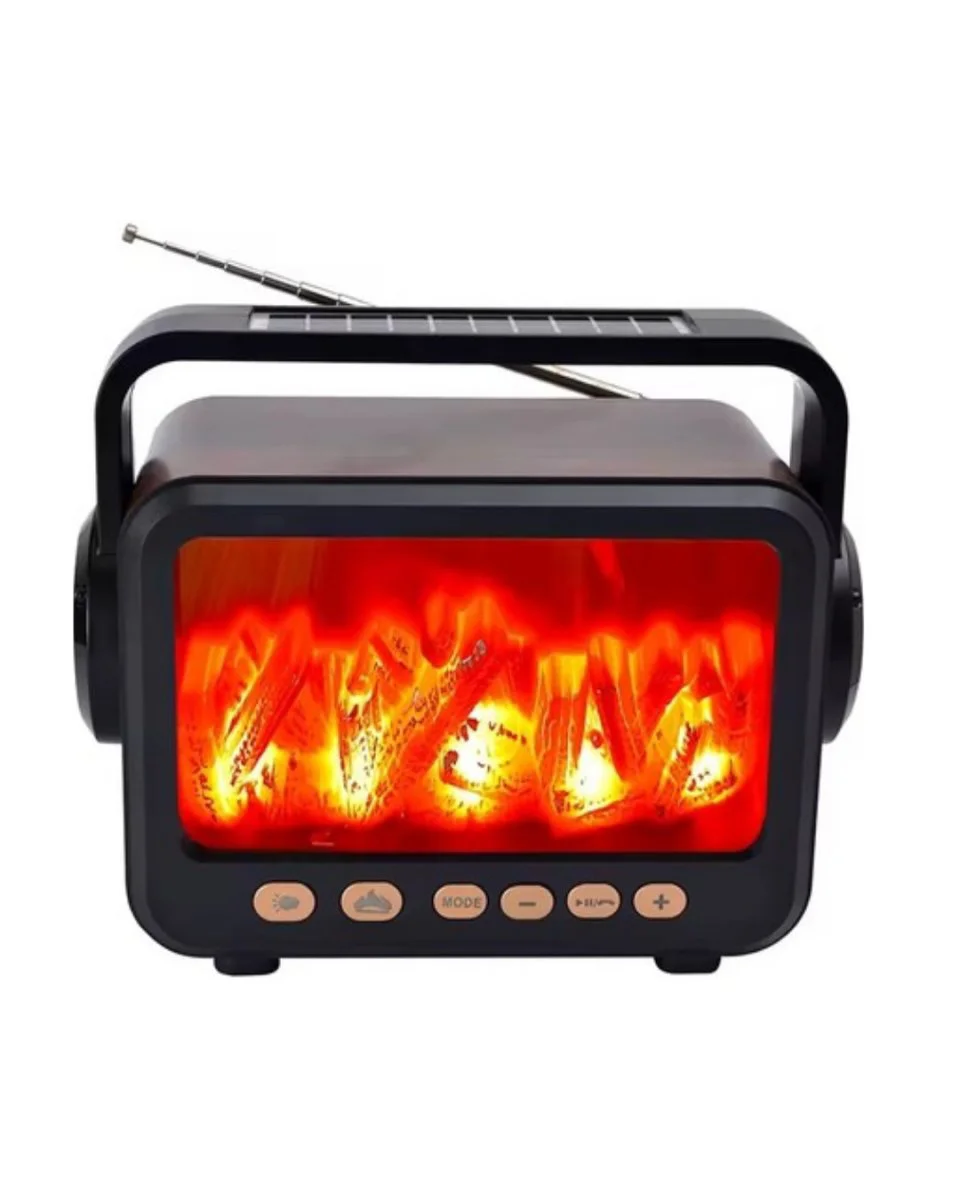Şömine Tasarımlı Bluetooth Hoparlör USB TF Kart FM Radyo - LED Alev Efekti ile Sıcak Atmosfer