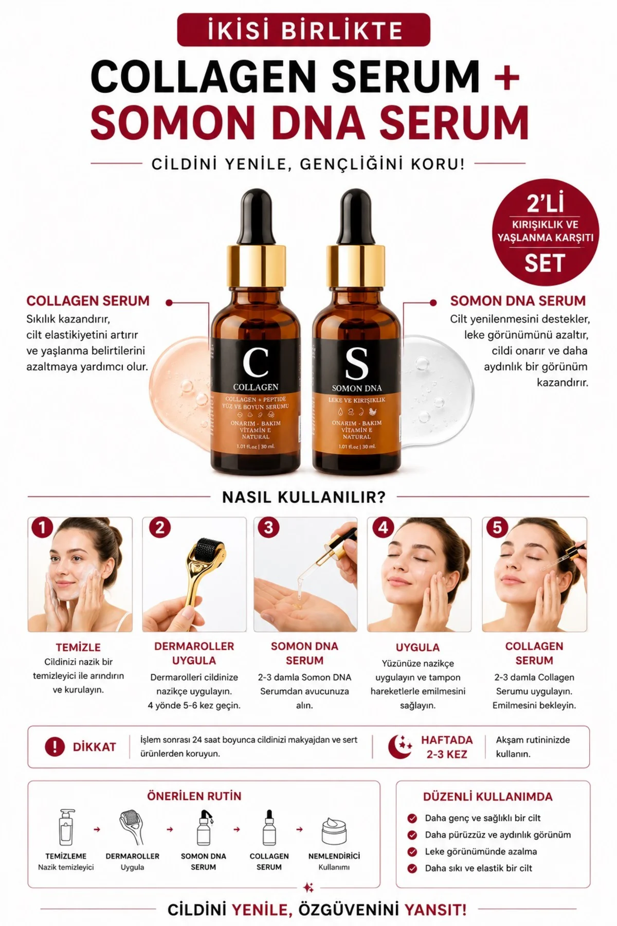 Somon Dna - Collagen Serum (anti Aging Kırışıklık Ve Yaşlılık Karşıtı Yüz Bakım Serumu) Seti