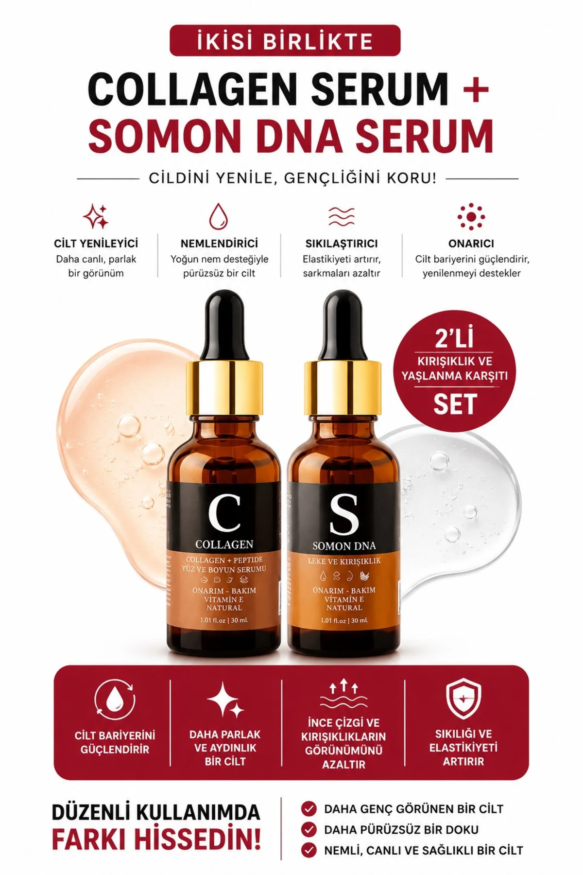Somon Dna - Collagen Serum (anti Aging Kırışıklık Ve Yaşlılık Karşıtı Yüz Bakım Serumu) Seti