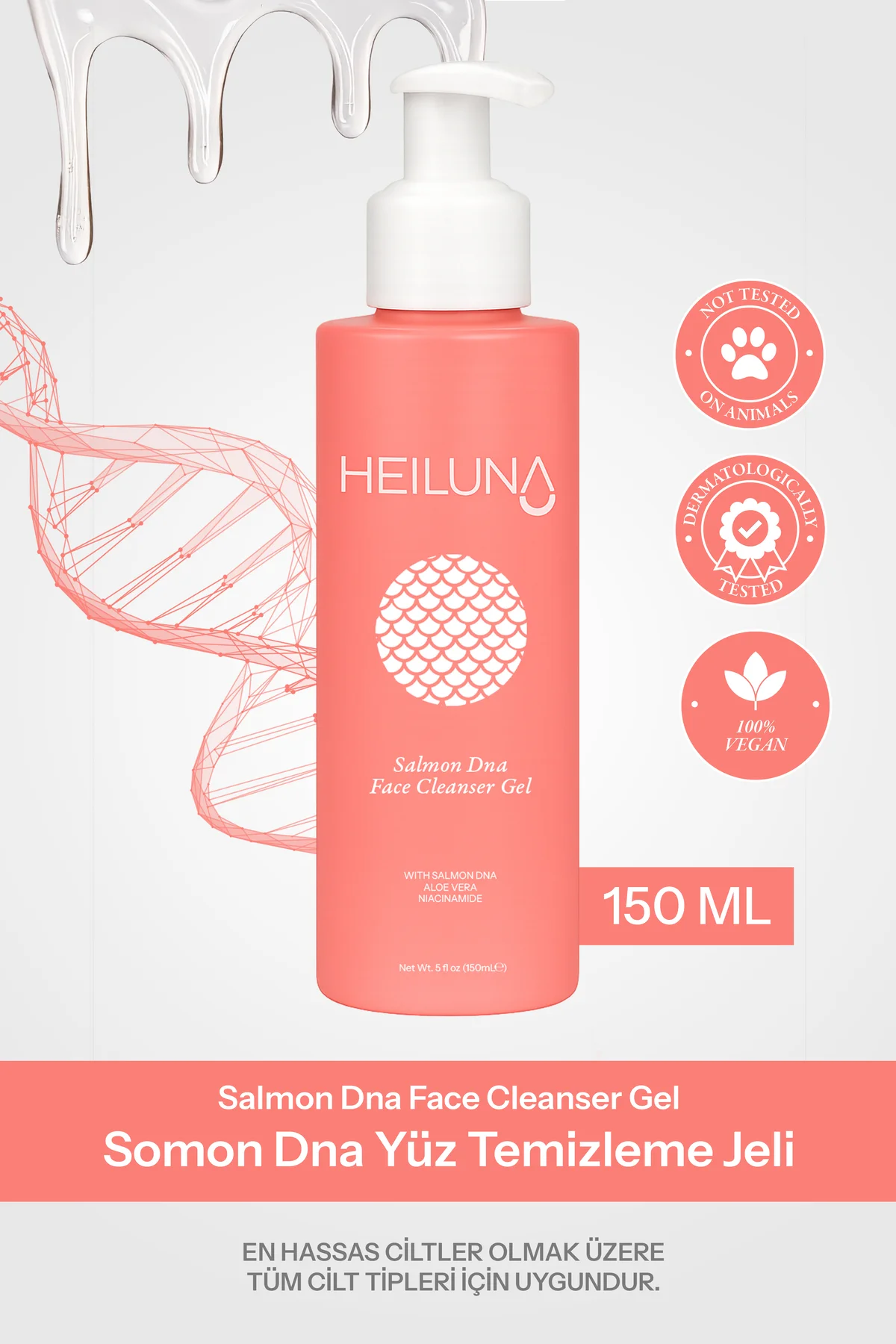 Somon DNA Yüz Temizleme Jeli | Aloe Vera & Niasinamid | 150 ml