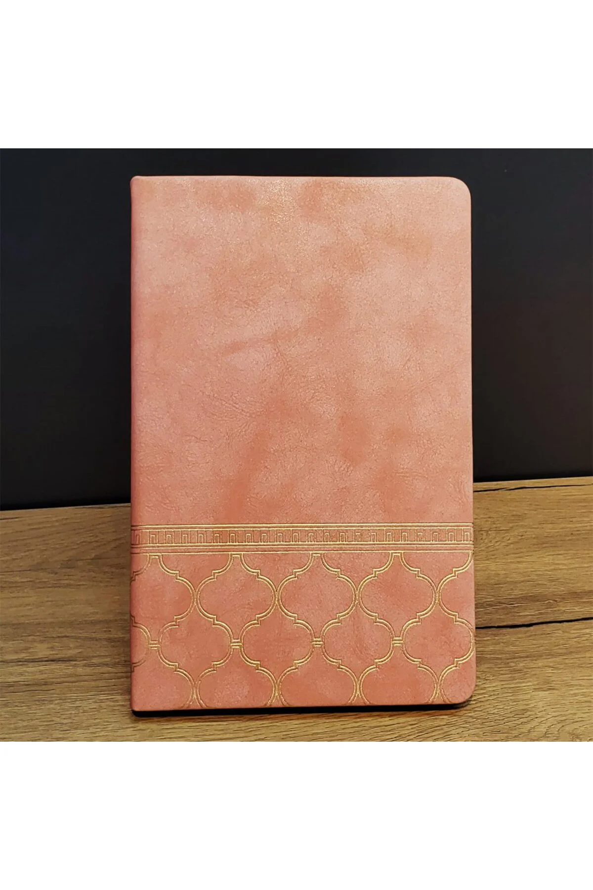 Somon Rengi Desenli Deri Defter